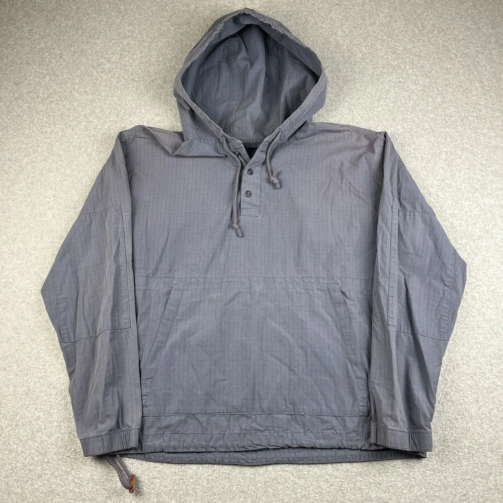 REI Rain Jacket Mens Medium Blue 1/4 Button Pullover Outdoors Lightweight